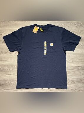 Carhartt Navy Short-Sleeve Pocket Tee with Logo Patch